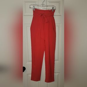 Amazon Red Paperbag Belted Waist Pant. Sz. M